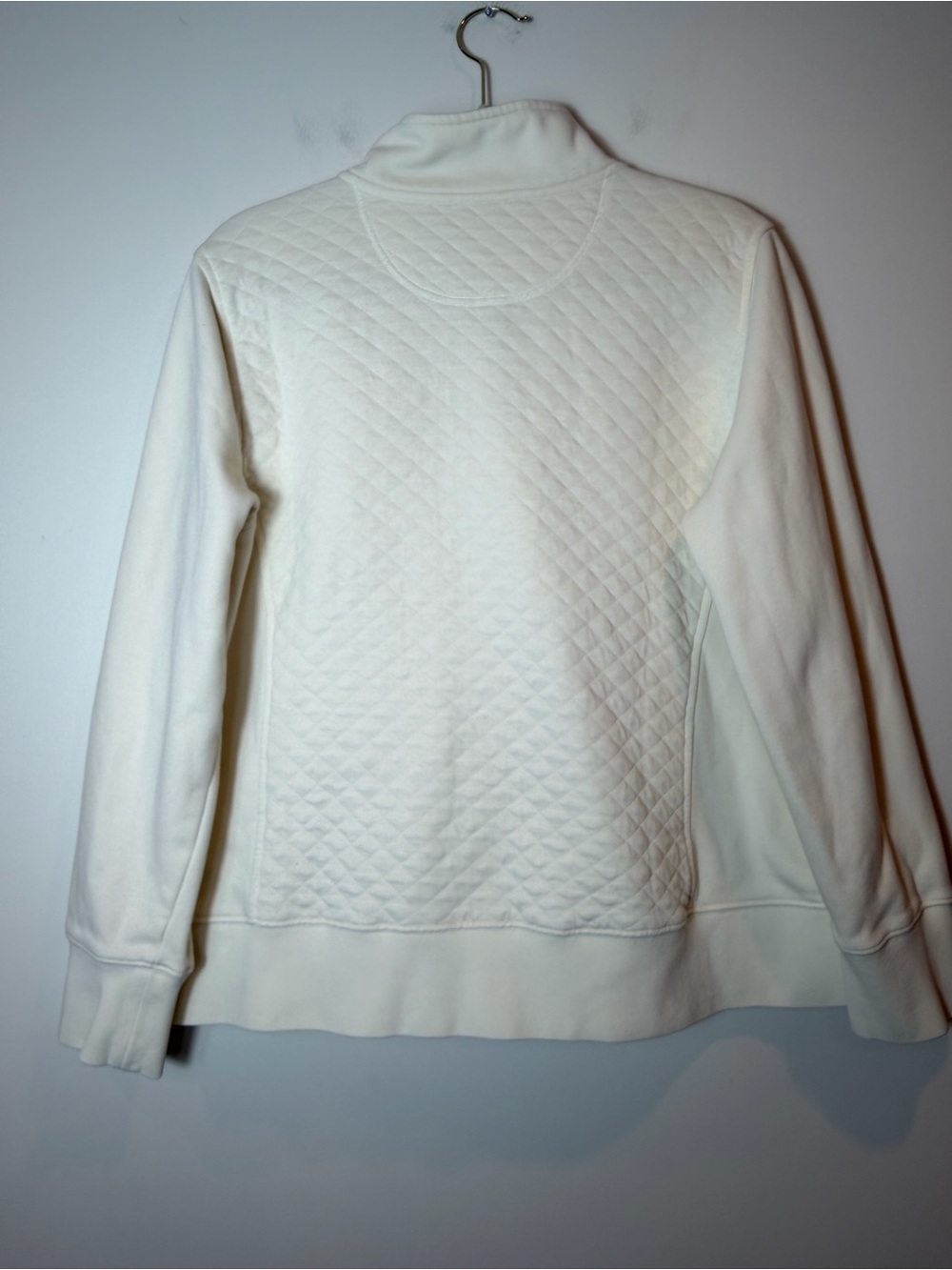 L.L. Bean Quilted Quarter-Zip Pullover Sweatshirt Cream / Ivory Petite Large - Picture 6 of 13